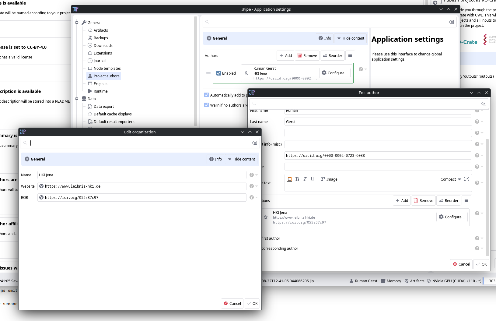 New author metadata editors